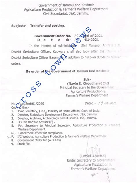 Transfers and postings of Sericulture Officers/assigning of additional ...