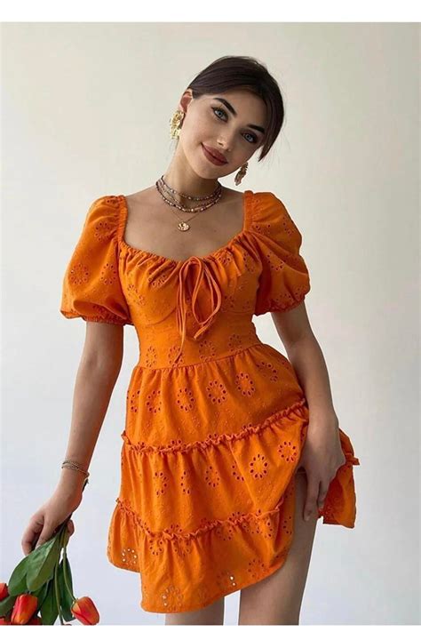 Mini Orange Dress Cottagecore Cocktail Birthday Party Prom - Etsy