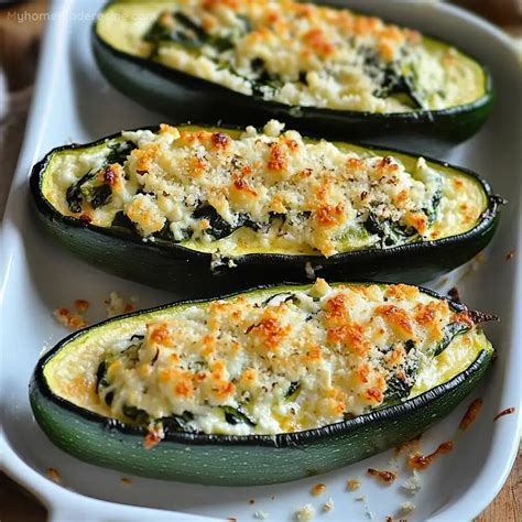 Stuffed Zucchini Boats With Ricotta And Spinach Recipe - Healthy Dinner ...