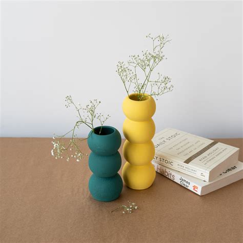 Set of Yellow and Green Ceramic Aesthetic Stacked Vase – The Golden Theory