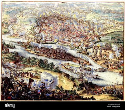This painting from *Atlas Van der Hagen* depicts the siege of Vienna by the Ottoman Turks in ...