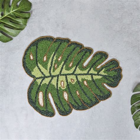 Beads Monstera Leaf Mat Online - Premium Table Mat | Nestasia