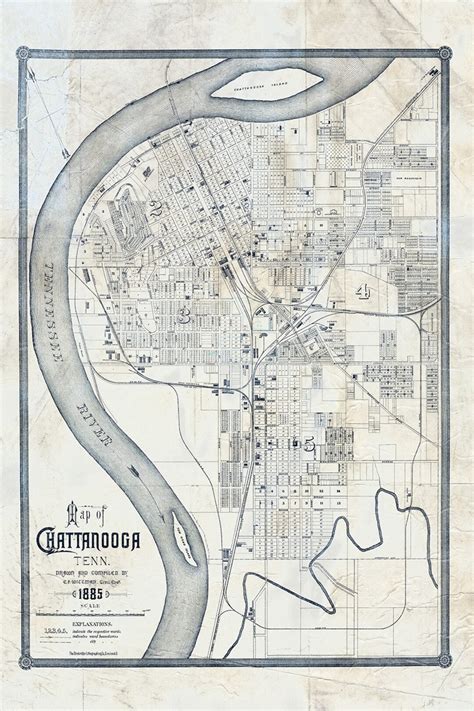 1885 Map of Chattanooga Tennessee - Etsy