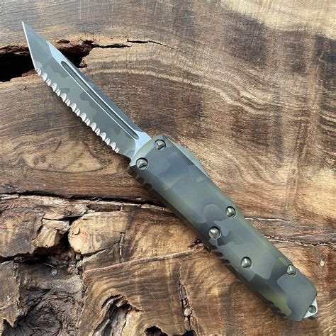 Microtech UTX-85 T/E Olive Camo Full Serrated Signature Series 233-3OCS ...