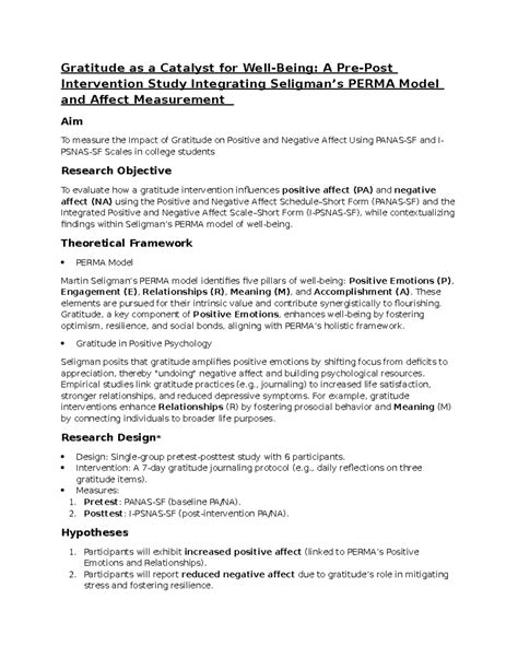 Gratitude Intervention Study: Impact on Affect in College Students (PSY ...