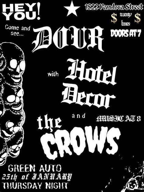 Hotel Decor, Dour, The Crows, Green Auto Body, Vancouver, 25 January ...