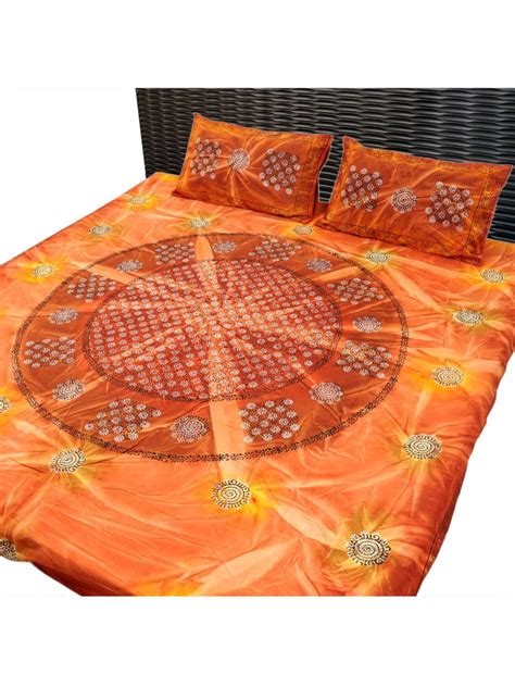 Ratash Orange Bed Sheet Rangoli Block Print : Amazon.in: Home & Kitchen