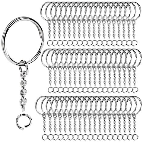 Teenitor Metal Split Keychain Ring Parts - 60 Key Chains 25mm with 26mm ...