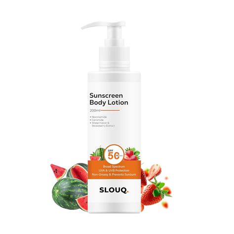 SLOUQ Sunscreen Body Lotion - SPF 50 - Broad Spectrum - UVA & UVB ...