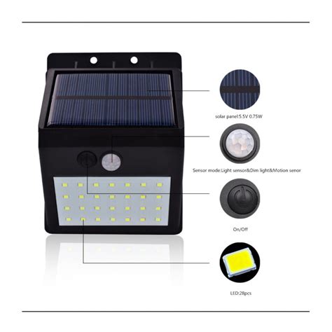 28 LEDS Solar Motion Sensor Light Super Bright Waterproof With ...