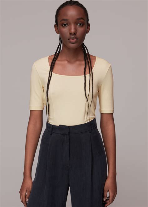 Stone Square Neck T-Shirt | WHISTLES | Whistles UK