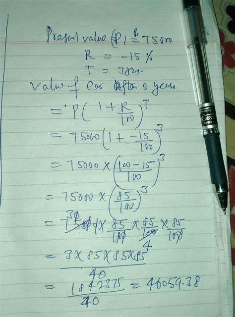 the present value of a car is rs 75000.its value depreciates every year ...