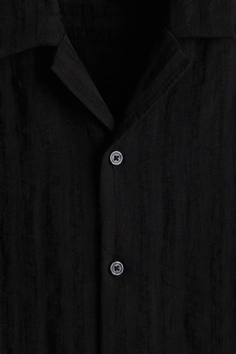 Regular Fit Long-sleeved resort shirt - Black - Men | H&M IN