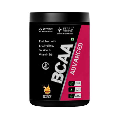 StarX Nutrition BCAA ADVANCED (Fruit Punch, 30 Servings) - Vitamin B6 ...