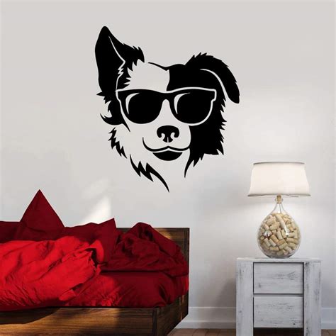Gadgets WRAP Cool Dog Wall Decal for Bedroom Pet Sunglasses Animal Head ...