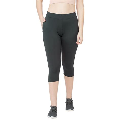 Buy Sweet Dreams Women Solid Grey Poly Spandex Workout Capri Online