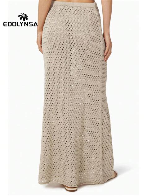 Solid Versatile Knit Beach Skirt 2025 Summer Swimwear Bikini Cover Up ...