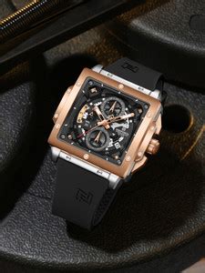 NAVIFORCE NF8064 Elegant Square Silver&Rosegold accents chronograph ...