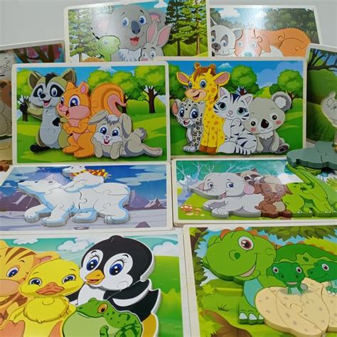 Wooden animal family puzzle block 1pc random design will be shipped ...