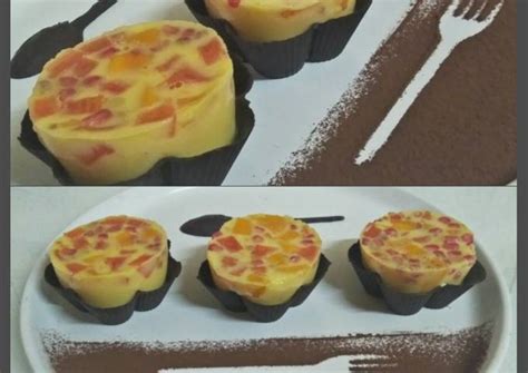 Mix fruits milk jelly pudding in chocolate basket Recipe by Mamta L ...