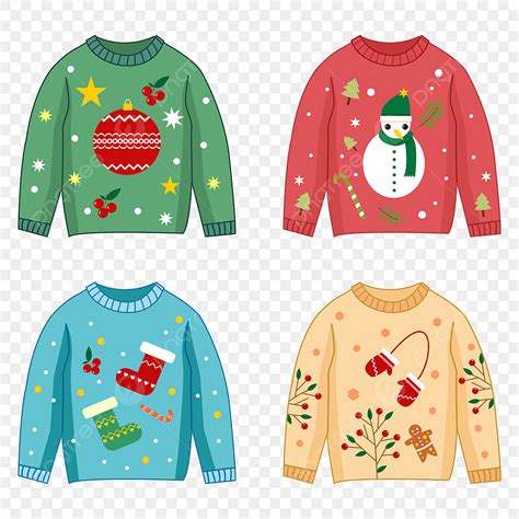 Christmas Sweater White Transparent, Various Colored Christmas Sweaters ...