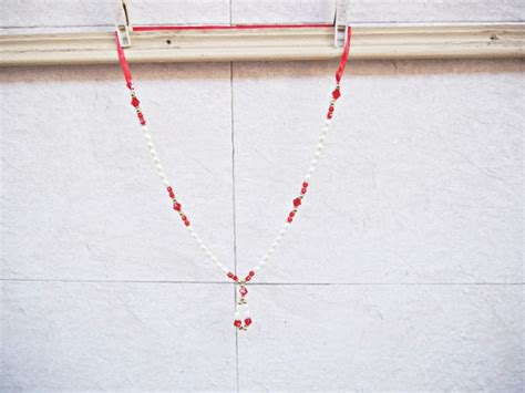 White Red Beaded Puja Garland Photo Garland Statue Garland - Etsy India