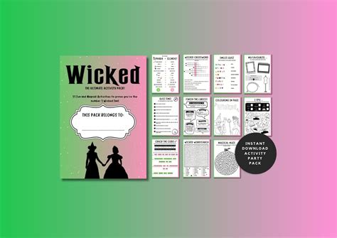 Wicked Film Musical Inspired Printable Activity Sheet | Party Pack ...