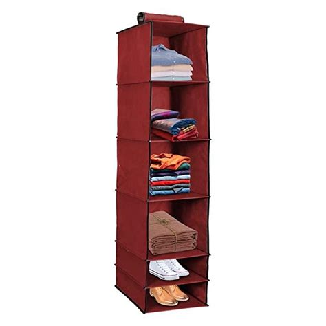 Organizer- 6 Shelves Foldable Hanging Wardrobe Organizers, maroon – My ...