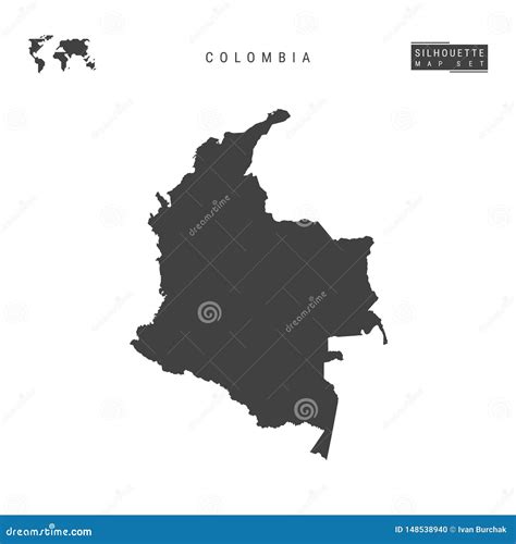 Colombia Vector Map Isolated on White Background. High-Detailed Black ...