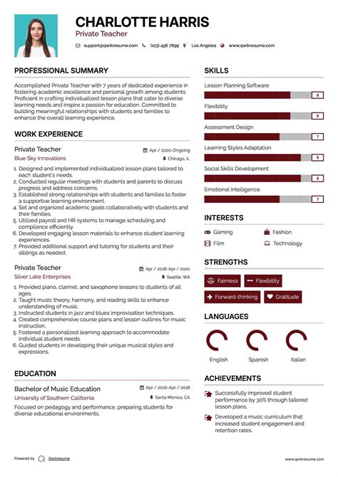 10+ Private Teacher Resume Samples & Templates for 2025