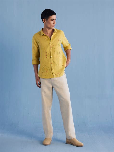 Kabo Floral Linen Shirt - Ochre – Manan