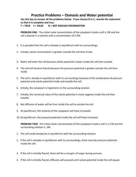 Water Potential Practice Problems 的图像结果