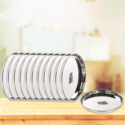 Stainless Steel Plate Set (29cm - 6Pcs) | Heavy Gauge | Deep Base ...
