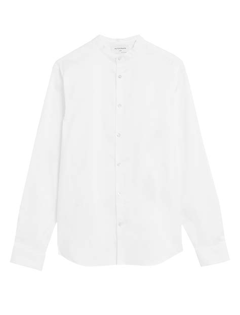Buy Slim Fit Cotton Stretch Grandad Collar Shirt at Marks & Spencer