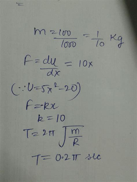 The potential energy of a particle of mass 100g moving along x axis ...