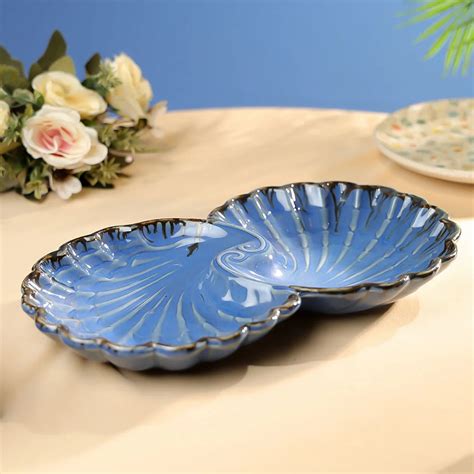 Buy Studio Pottery Twin Shell Platter – 12" Ceramic – Ethnic India ...