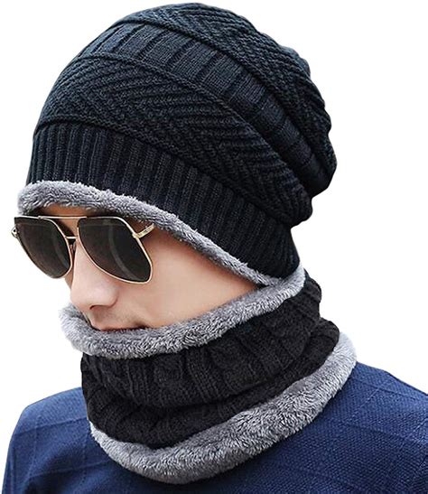 Buy Gajraj Men's and Women's Warm Knitted Fur Lined Winter Beanie Hat ...