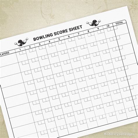 Bowling Scoring Sheet Printable | Moderntype Designs