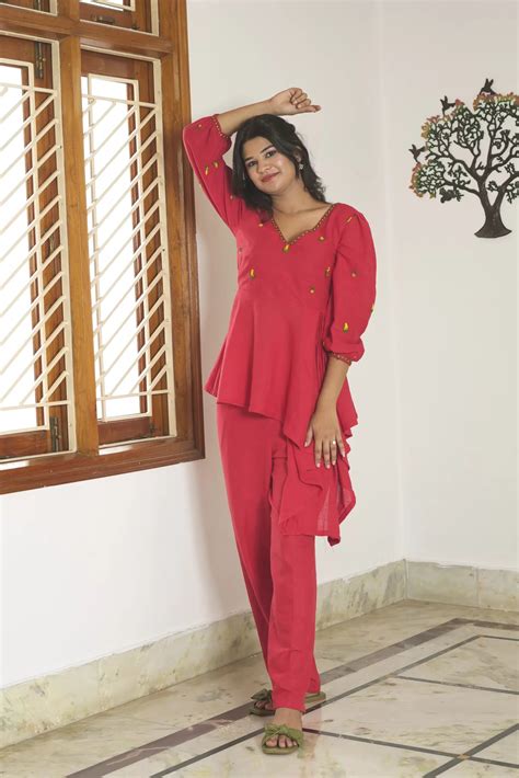 Corn Field co-ord Set (red) – Darzigiri