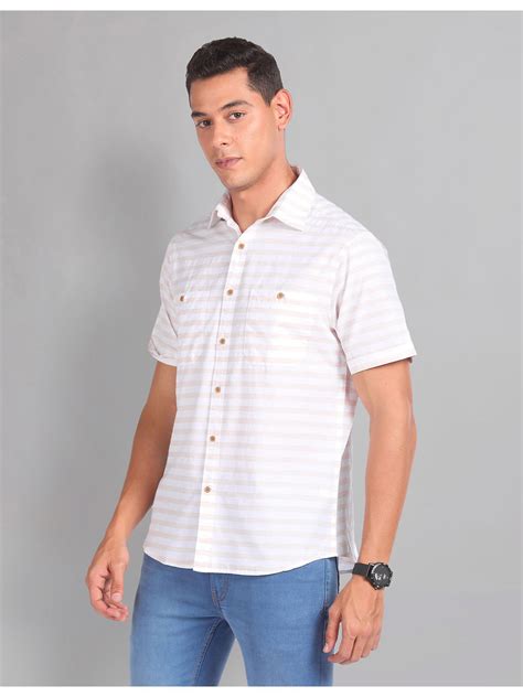 Buy AD By Arvind Horizontal Stripe Dual Pocket Casual Shirt Online