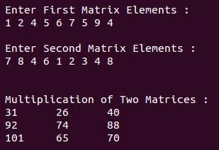 CPP Program Multiplication of Two Matrix 的图像结果