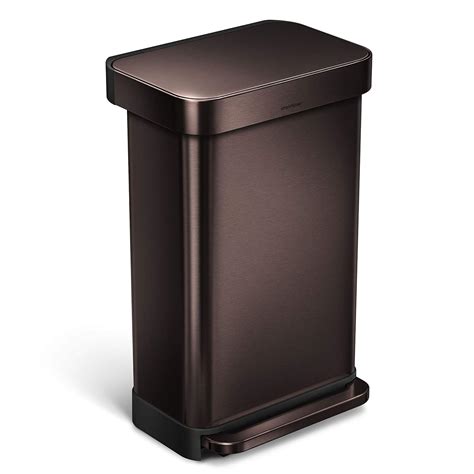simplehuman Rectangular Step Trash Can with Liner Pocket, Dark Bronze ...