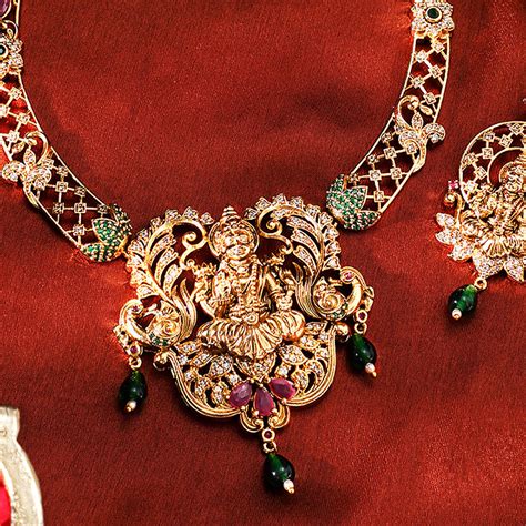 Green Beads Goddess Pattern Gold Plated Necklace Drop Earrings Jewelle ...