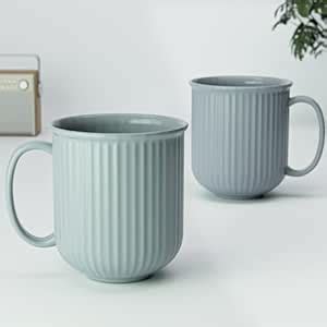 The Earth Store Grey Fringe Ceramic Coffee Mug Set 350ml, Microwave ...