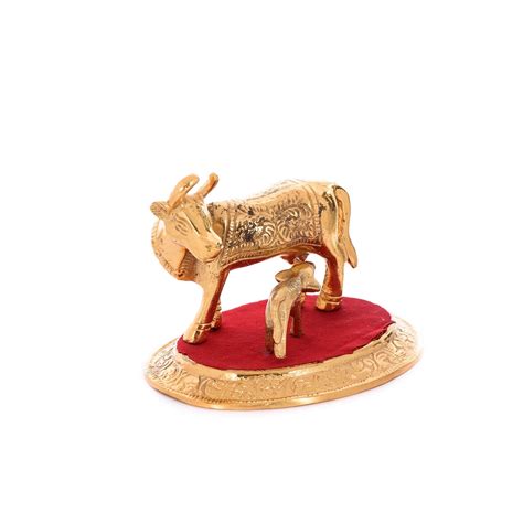 Golden Cow with Calf statue - eCraftIndia Online