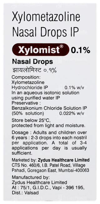 Xylomist 0.1% Nasal Drops 10 ML | Order Xylomist 0.1 % Nasal Drops 10 ...
