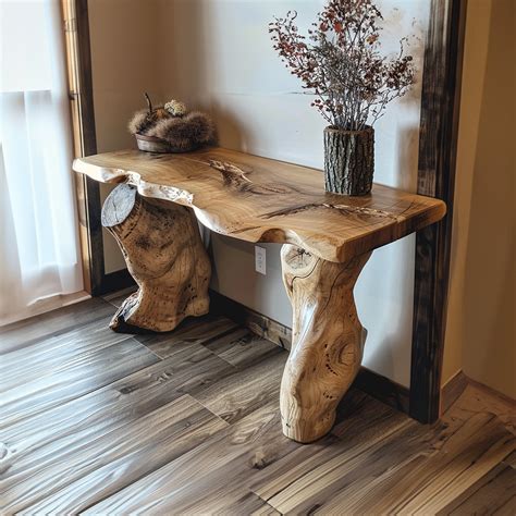 Handmade Rustic Natural Wood Console Table Entry Way Table Custom ...