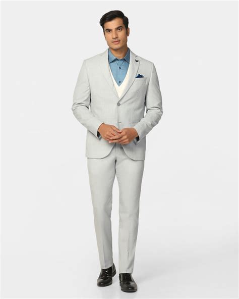 Two Piece Light Blue Check Formal Suit - Enrico