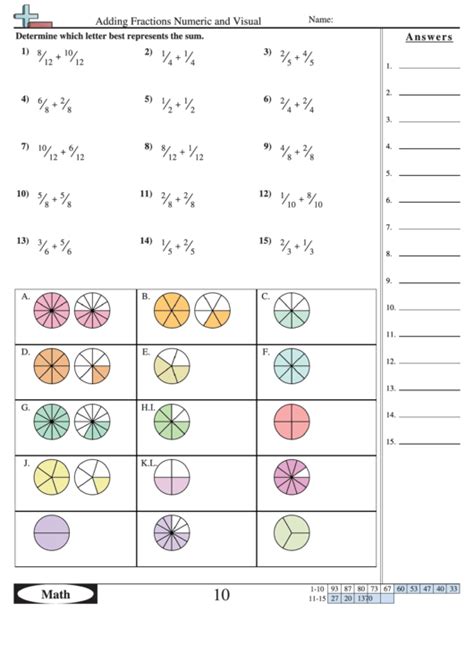 Image result for Adding Fractions Visual Worksheet