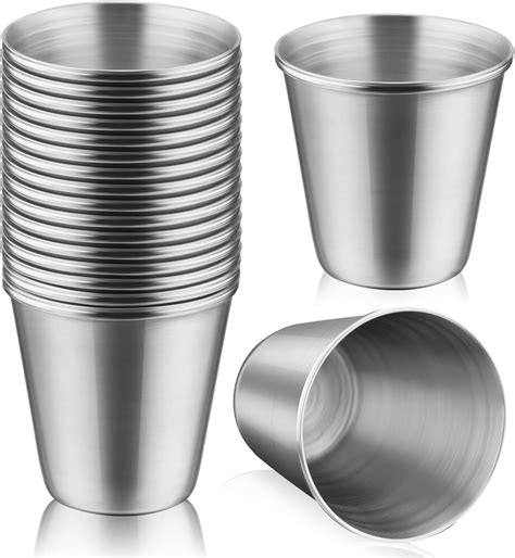 Amazon.com | 2 oz Stainless Steel Shot Glasses Metal Cups Small ...